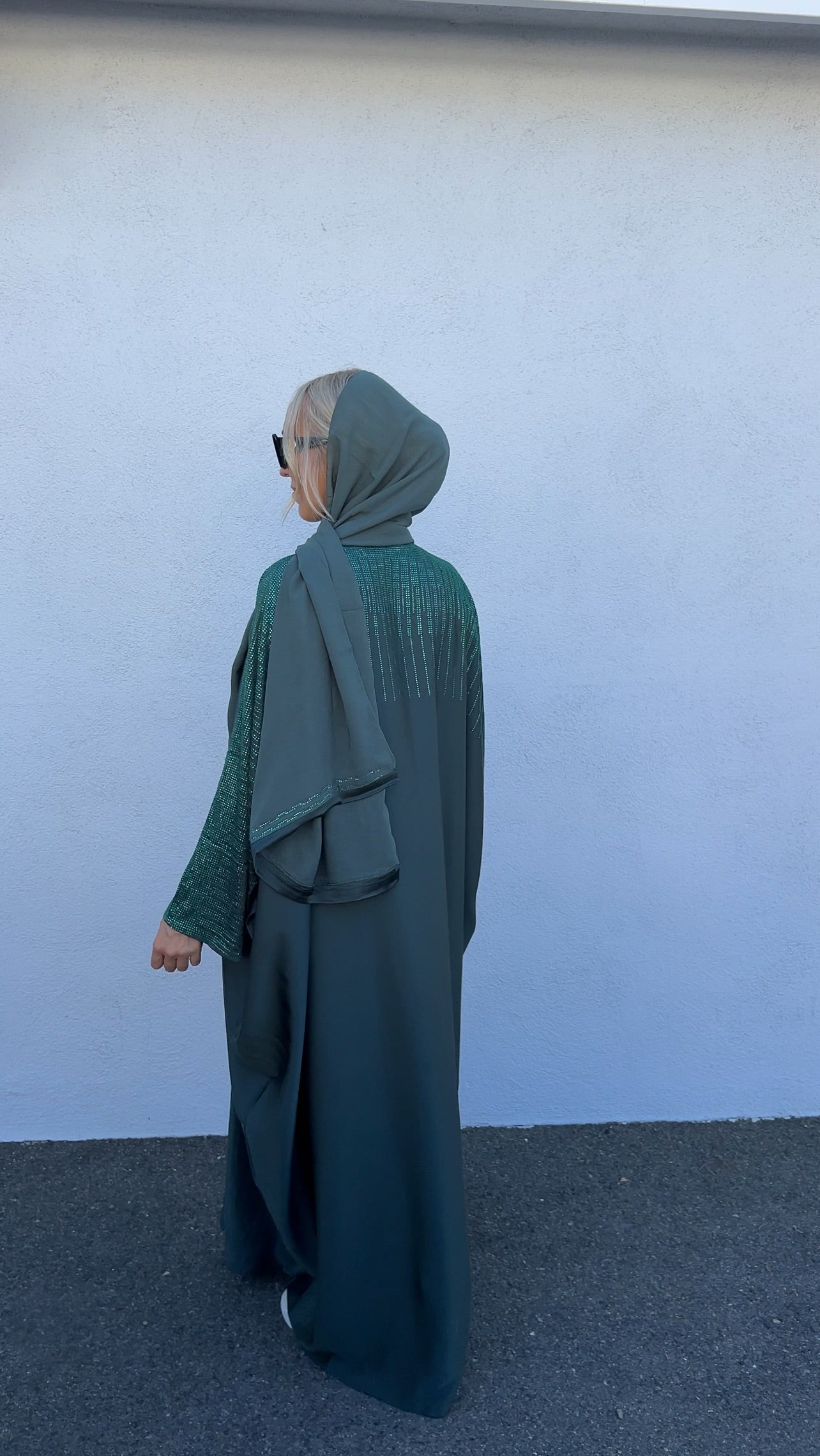 Sparkly Emerald Abaya Set