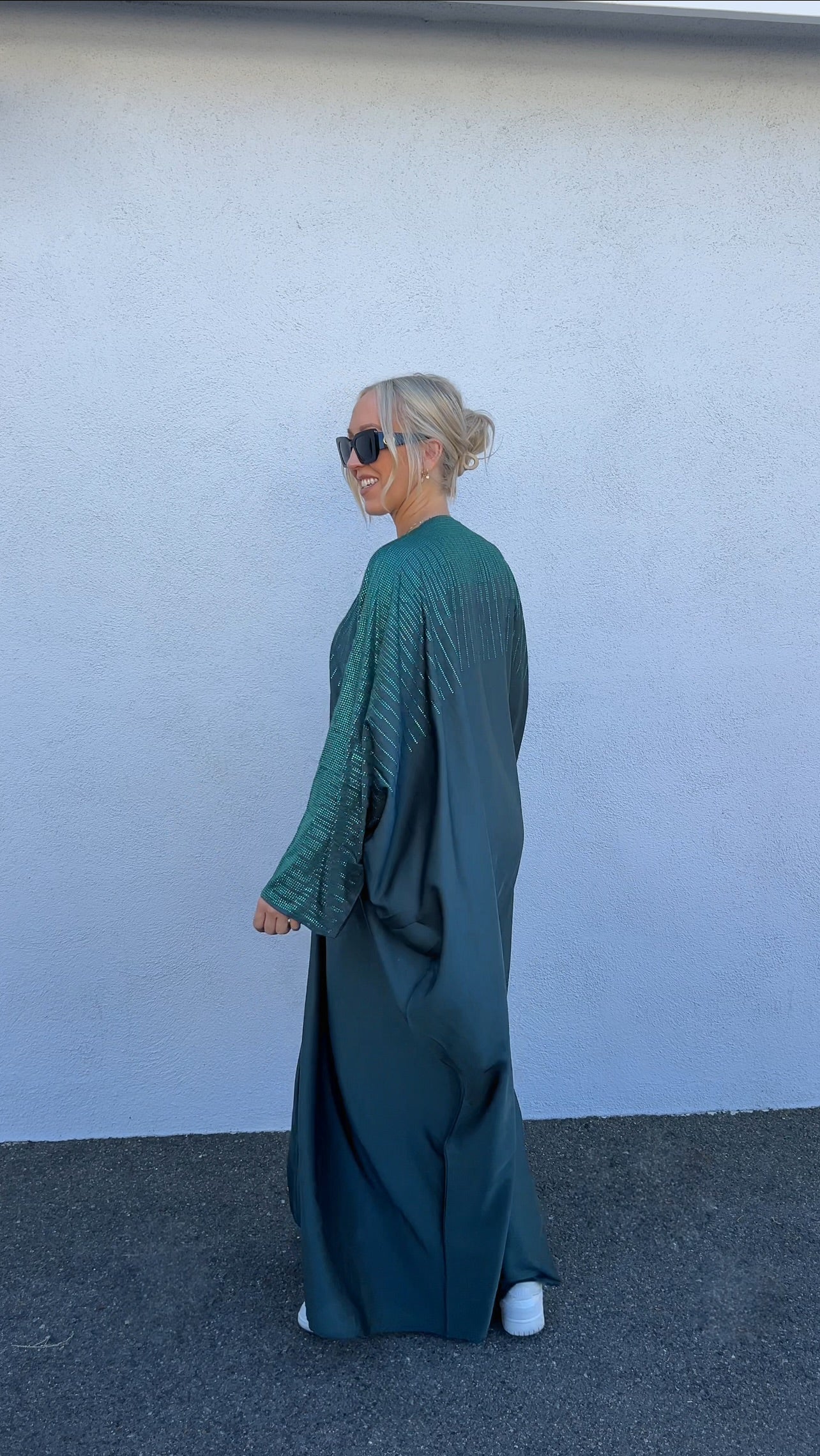 Sparkly Emerald Abaya Set